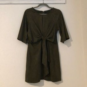 Only ware once for a  wedding beautiful sheen olive color dress